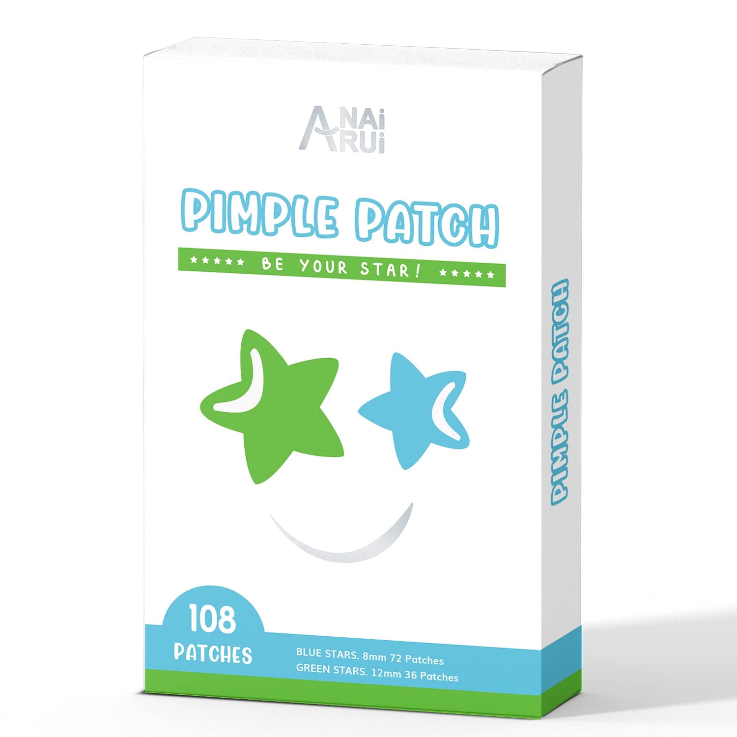 Acne Patch Pimple Patch, Star-Shaped Pimple Patch, Hydrocolloid Acne Stickers Acne Patch, 108 Dots Patches Acne Absorbing Cover Patch for for Acne Blemish, Pimples, Whiteheads, Zit,12Mm & 8Mm